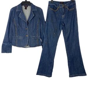VS2 Vakko Vintage Denim Studded 2 Pc Set